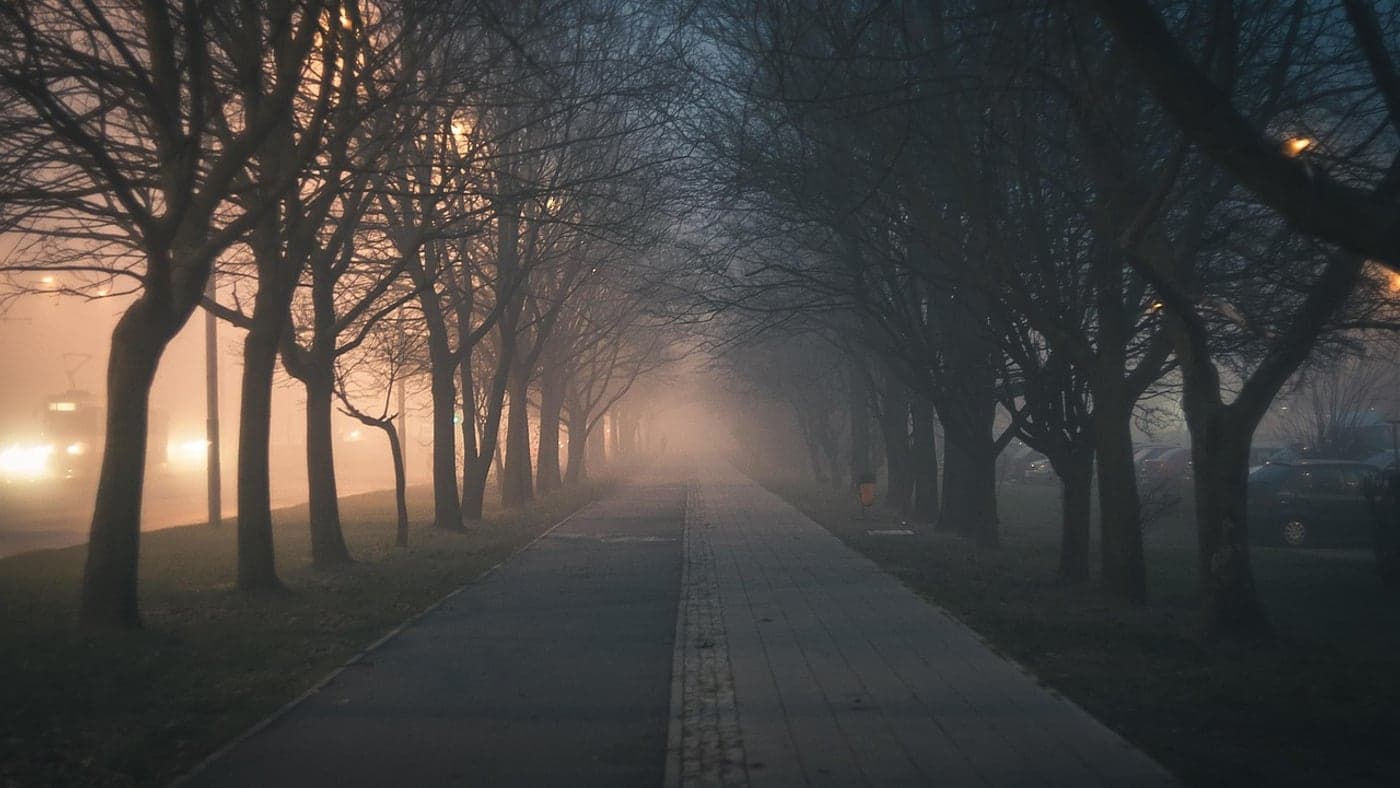 밤길은 가로등이 있어도 안개나 어둠 때문에 멀리서는 보행자가 잘 안 보여요 (Photo: RealAKP / Pixabay)